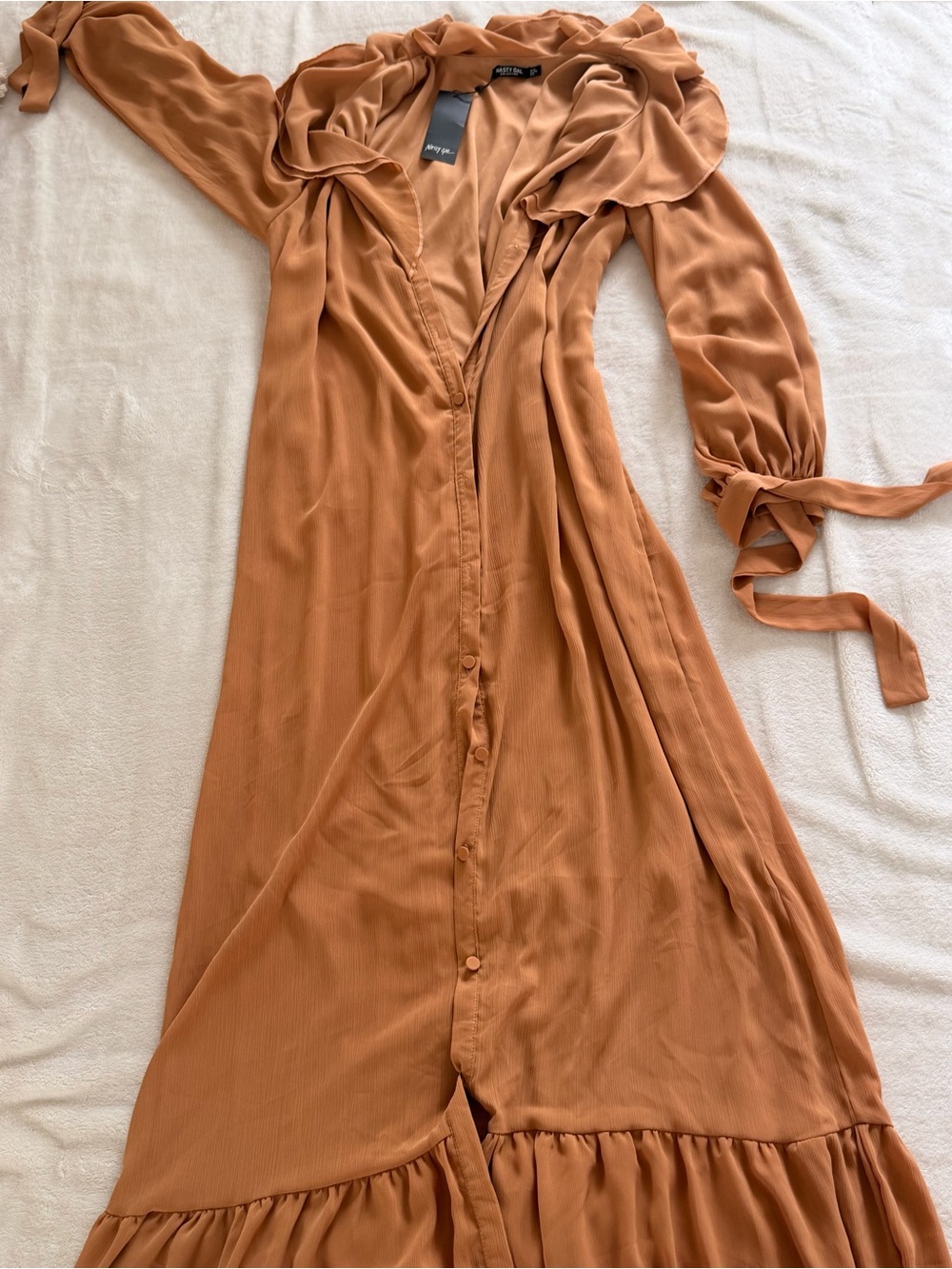 NWT Nasty Gal Collection Ruffle Button Front Midi Maxi Dress Size 8